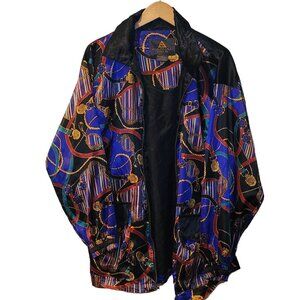 1980s Casual Isle Barocco Chain Tassel Satin Jacket Coat, Men's Large